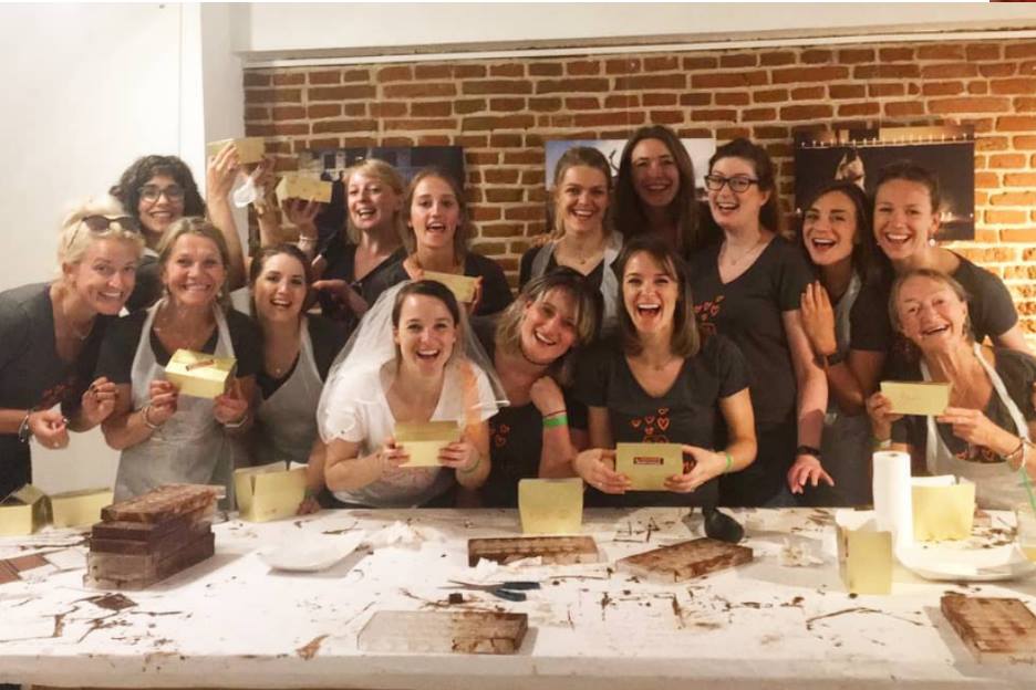 bachelorette party at Bruges chocolate workshop