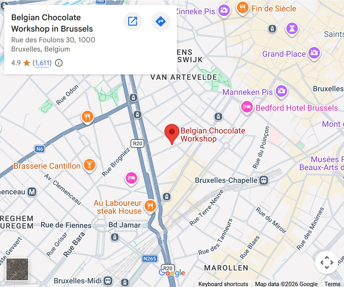 google map belgian chocolate workshop in Brussels